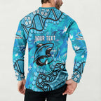 Personalized Cronulla-Sutherland Sharks Button Sweatshirt Aboriginal Pattern with Graffiti Style Design