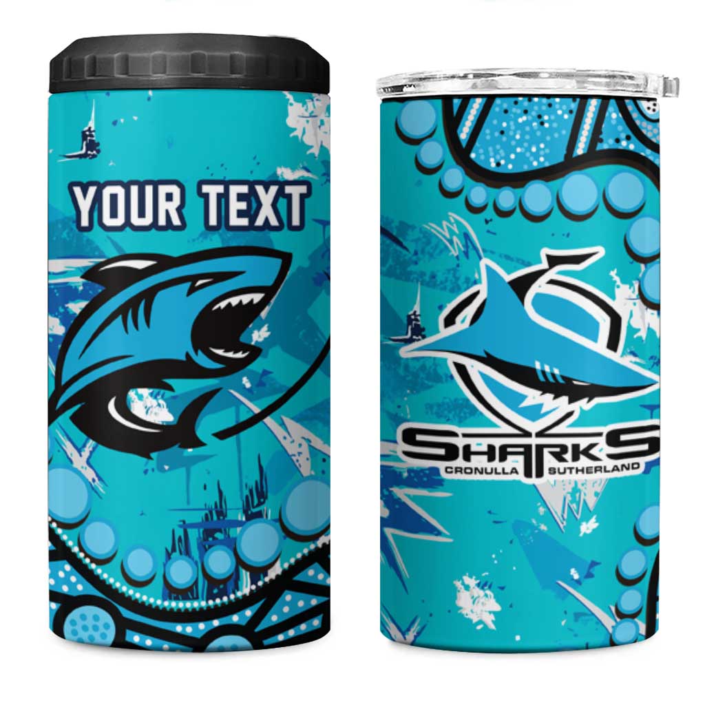 Personalized Cronulla-Sutherland Sharks 4 in 1 Can Cooler Tumbler Aboriginal Pattern with Graffiti Style Design