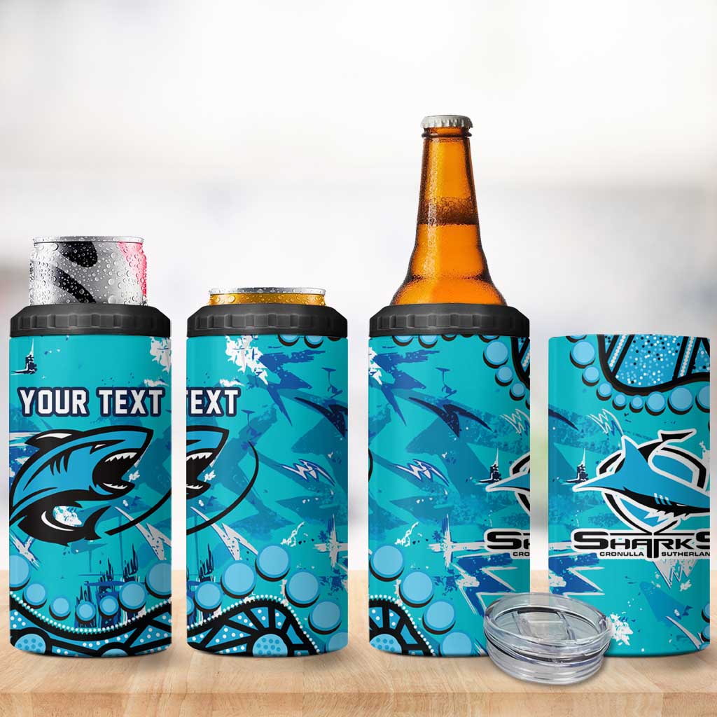 Personalized Cronulla-Sutherland Sharks 4 in 1 Can Cooler Tumbler Aboriginal Pattern with Graffiti Style Design