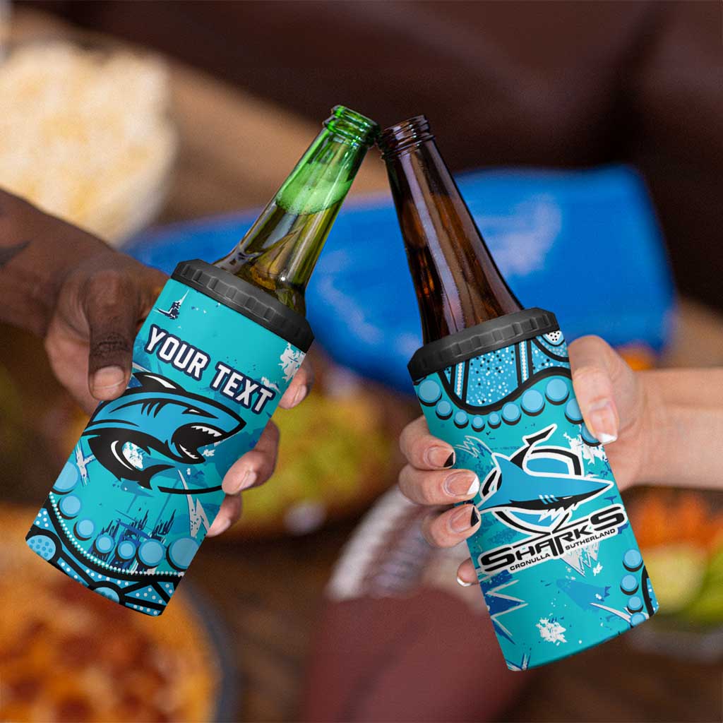 Personalized Cronulla-Sutherland Sharks 4 in 1 Can Cooler Tumbler Aboriginal Pattern with Graffiti Style Design