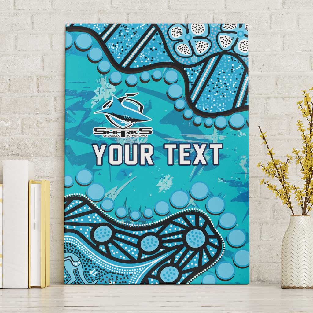 Personalized Cronulla-Sutherland Sharks Canvas Wall Art Aboriginal Pattern with Graffiti Style Design