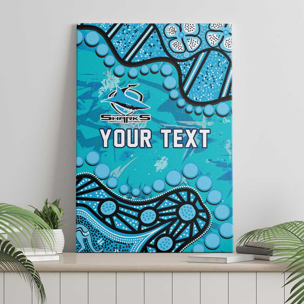 Personalized Cronulla-Sutherland Sharks Canvas Wall Art Aboriginal Pattern with Graffiti Style Design