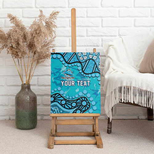 Personalized Cronulla-Sutherland Sharks Canvas Wall Art Aboriginal Pattern with Graffiti Style Design