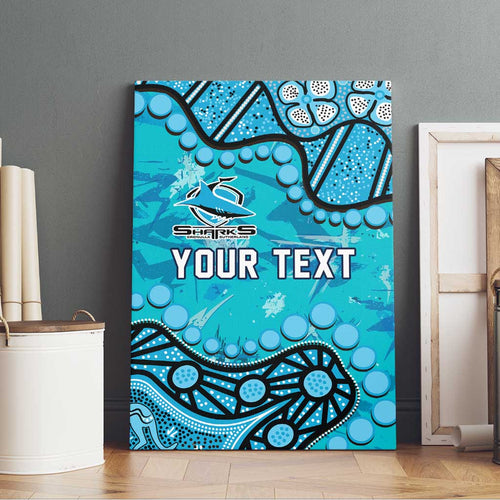 Personalized Cronulla-Sutherland Sharks Canvas Wall Art Aboriginal Pattern with Graffiti Style Design