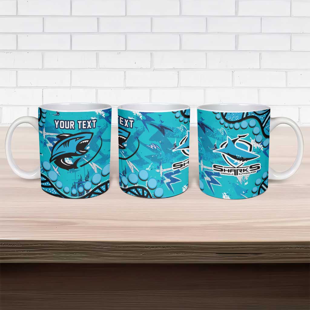 Personalized Cronulla-Sutherland Sharks Ceramic Mug Aboriginal Pattern with Graffiti Style Design
