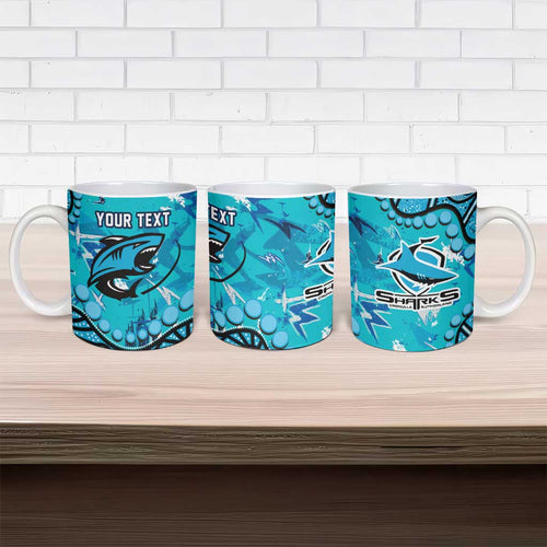 Personalized Cronulla-Sutherland Sharks Ceramic Mug Aboriginal Pattern with Graffiti Style Design