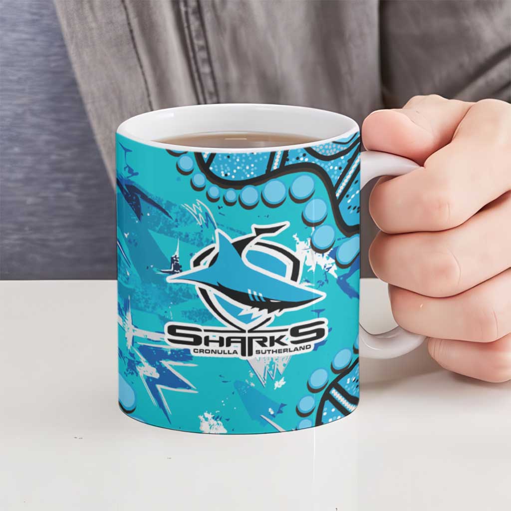 Personalized Cronulla-Sutherland Sharks Ceramic Mug Aboriginal Pattern with Graffiti Style Design