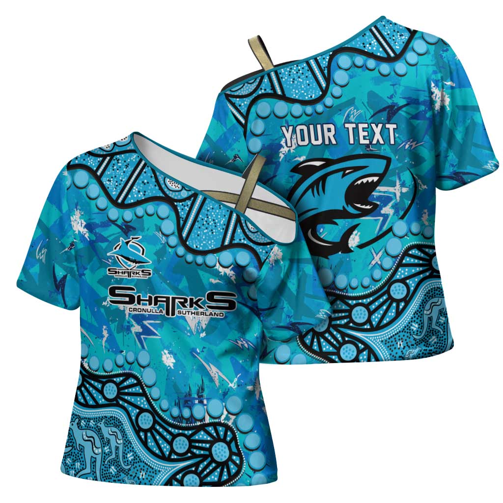 Personalized Cronulla-Sutherland Sharks Cross Shoulder Shirt Aboriginal Pattern with Graffiti Style Design
