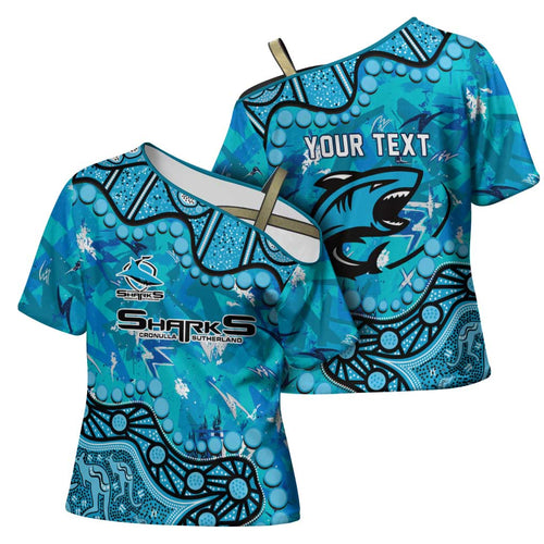 Personalized Cronulla-Sutherland Sharks Cross Shoulder Shirt Aboriginal Pattern with Graffiti Style Design