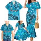 Personalized Cronulla-Sutherland Sharks Family Matching Mermaid Dress and Hawaiian Shirt Aboriginal Pattern with Graffiti Style Design
