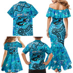 Personalized Cronulla-Sutherland Sharks Family Matching Mermaid Dress and Hawaiian Shirt Aboriginal Pattern with Graffiti Style Design
