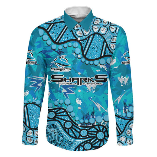 Personalized Cronulla-Sutherland Sharks Family Matching Mermaid Dress and Hawaiian Shirt Aboriginal Pattern with Graffiti Style Design