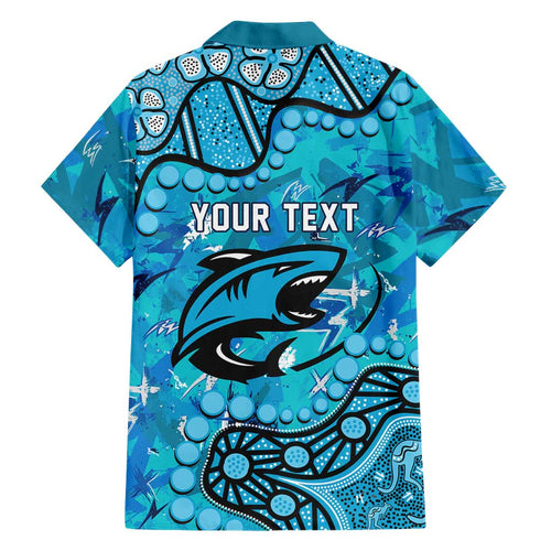 Personalized Cronulla-Sutherland Sharks Family Matching Off Shoulder Maxi Dress and Hawaiian Shirt Aboriginal Pattern with Graffiti Style Design