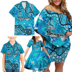 Personalized Cronulla-Sutherland Sharks Family Matching Off Shoulder Short Dress and Hawaiian Shirt Aboriginal Pattern with Graffiti Style Design