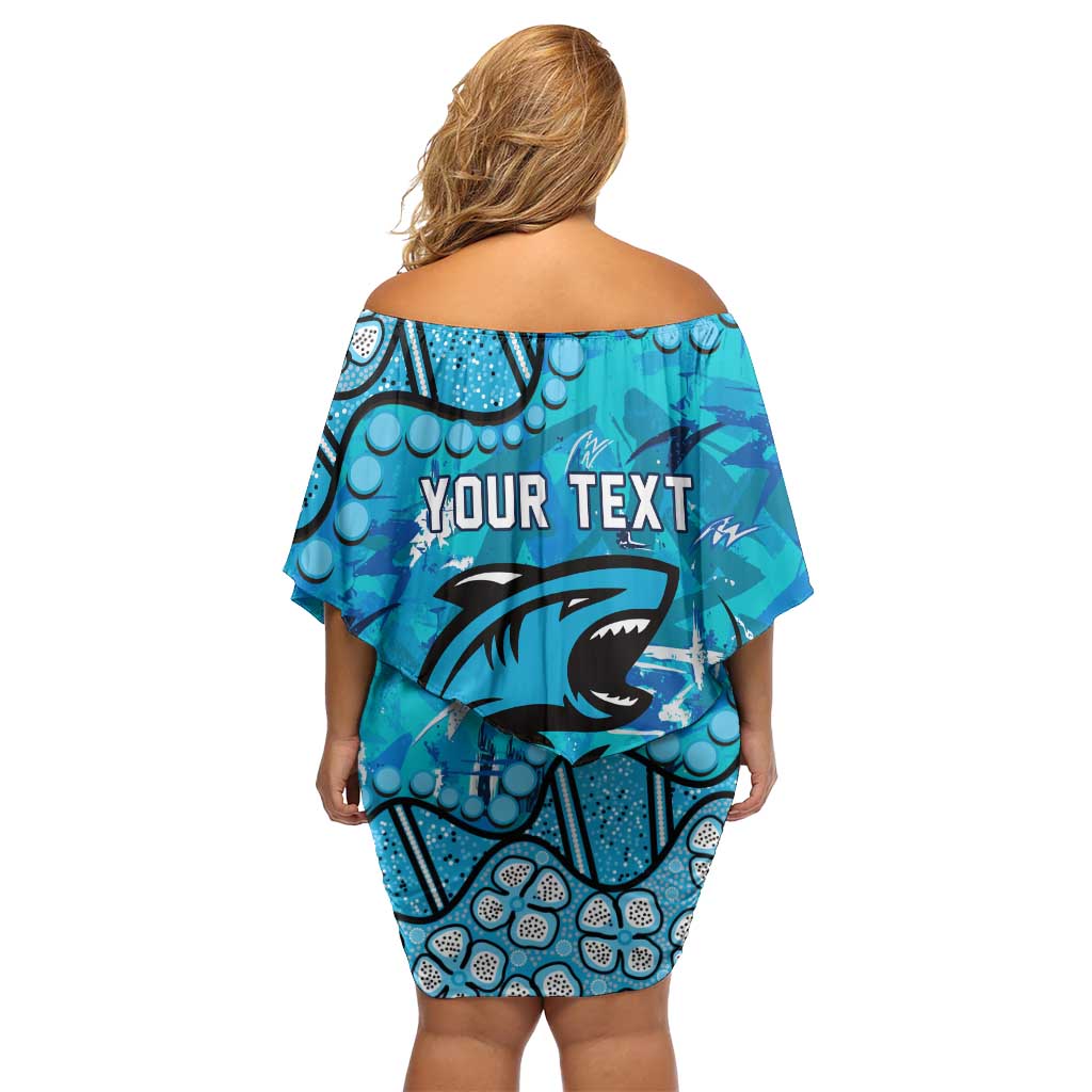 Personalized Cronulla-Sutherland Sharks Family Matching Off Shoulder Short Dress and Hawaiian Shirt Aboriginal Pattern with Graffiti Style Design