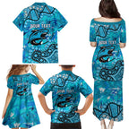 Personalized Cronulla-Sutherland Sharks Family Matching Puletasi and Hawaiian Shirt Aboriginal Pattern with Graffiti Style Design