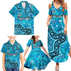 Personalized Cronulla-Sutherland Sharks Family Matching Summer Maxi Dress and Hawaiian Shirt Aboriginal Pattern with Graffiti Style Design