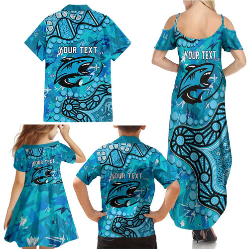 Personalized Cronulla-Sutherland Sharks Family Matching Summer Maxi Dress and Hawaiian Shirt Aboriginal Pattern with Graffiti Style Design