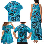 Personalized Cronulla-Sutherland Sharks Family Matching Tank Maxi Dress and Hawaiian Shirt Aboriginal Pattern with Graffiti Style Design