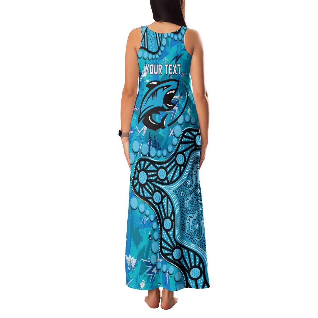 Personalized Cronulla-Sutherland Sharks Family Matching Tank Maxi Dress and Hawaiian Shirt Aboriginal Pattern with Graffiti Style Design