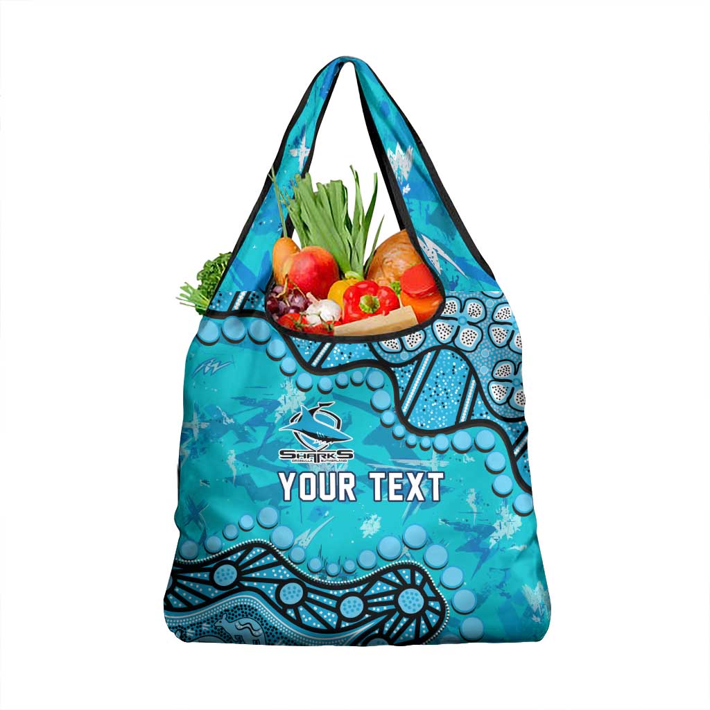Personalized Cronulla-Sutherland Sharks Grocery Bag Aboriginal Pattern with Graffiti Style Design