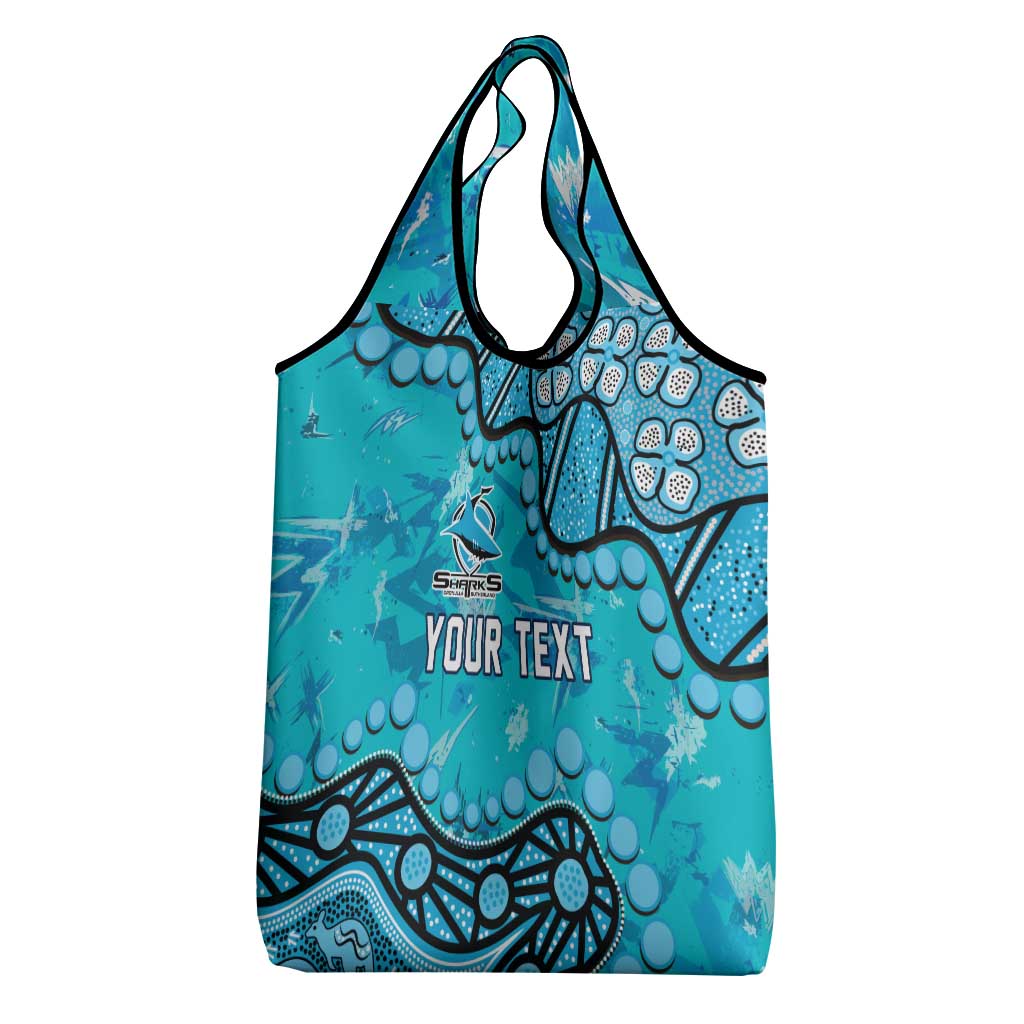 Personalized Cronulla-Sutherland Sharks Grocery Bag Aboriginal Pattern with Graffiti Style Design