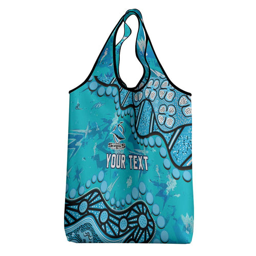 Personalized Cronulla-Sutherland Sharks Grocery Bag Aboriginal Pattern with Graffiti Style Design