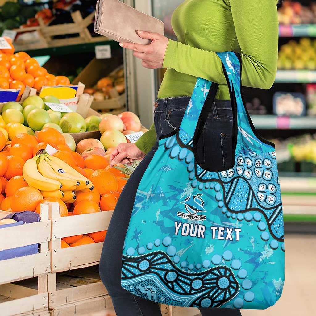Personalized Cronulla-Sutherland Sharks Grocery Bag Aboriginal Pattern with Graffiti Style Design