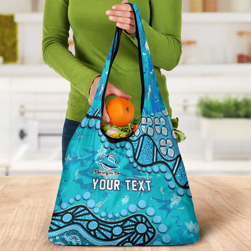 Personalized Cronulla-Sutherland Sharks Grocery Bag Aboriginal Pattern with Graffiti Style Design
