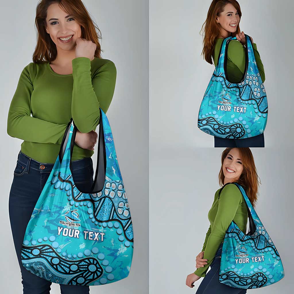 Personalized Cronulla-Sutherland Sharks Grocery Bag Aboriginal Pattern with Graffiti Style Design