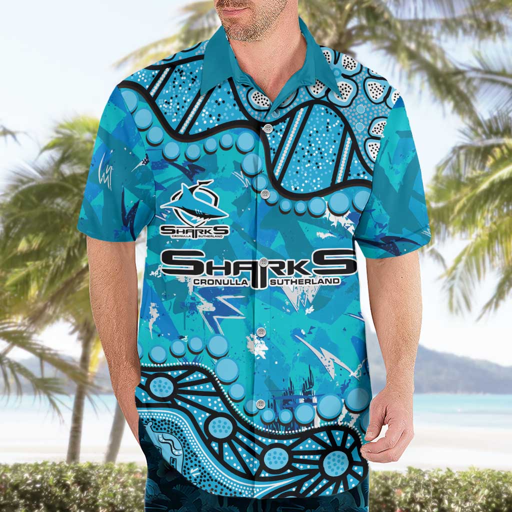 Personalized Cronulla-Sutherland Sharks Hawaiian Shirt Aboriginal Pattern with Graffiti Style Design