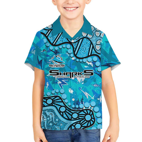 Personalized Cronulla-Sutherland Sharks Hawaiian Shirt Aboriginal Pattern with Graffiti Style Design