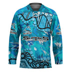 Personalized Cronulla-Sutherland Sharks Hockey Jersey Aboriginal Pattern with Graffiti Style Design