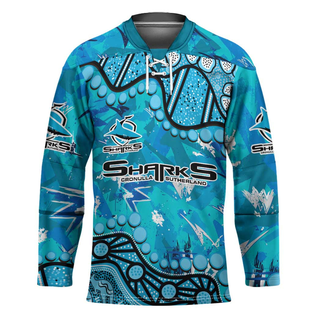 Personalized Cronulla-Sutherland Sharks Hockey Jersey Aboriginal Pattern with Graffiti Style Design