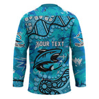 Personalized Cronulla-Sutherland Sharks Hockey Jersey Aboriginal Pattern with Graffiti Style Design