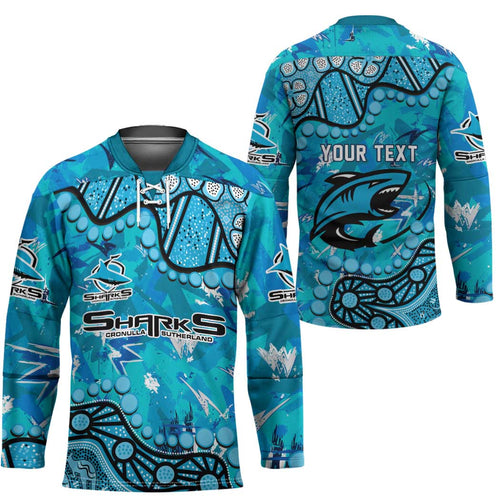 Personalized Cronulla-Sutherland Sharks Hockey Jersey Aboriginal Pattern with Graffiti Style Design