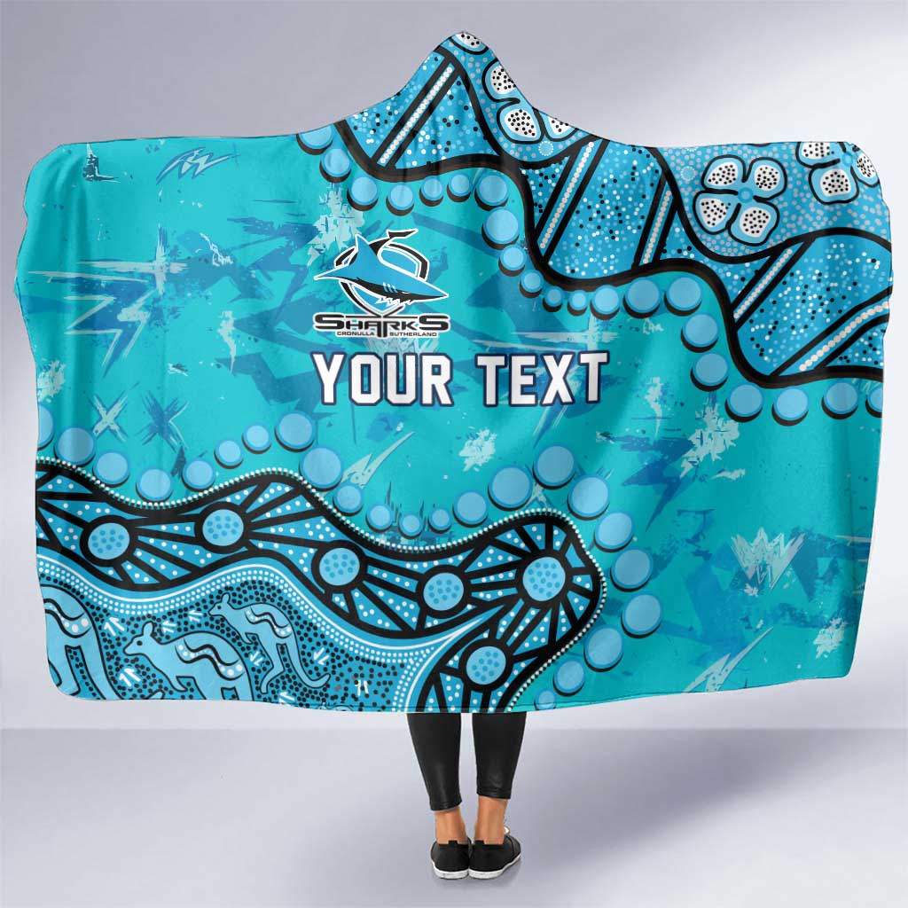 Personalized Cronulla-Sutherland Sharks Hooded Blanket Aboriginal Pattern with Graffiti Style Design