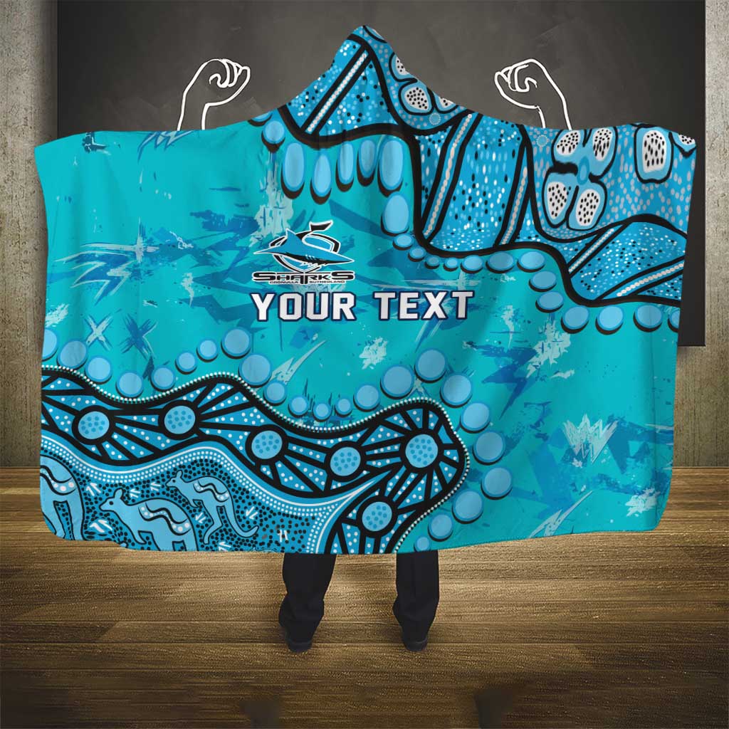 Personalized Cronulla-Sutherland Sharks Hooded Blanket Aboriginal Pattern with Graffiti Style Design