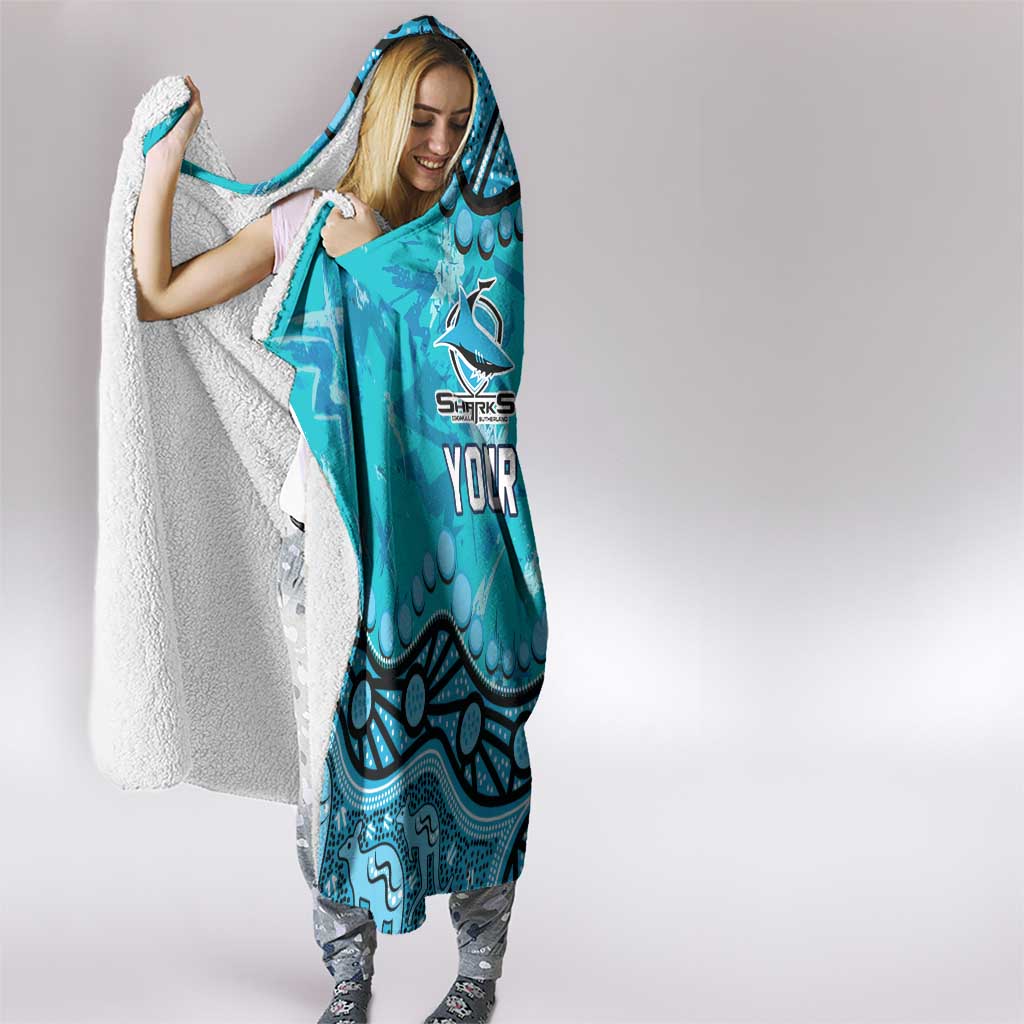 Personalized Cronulla-Sutherland Sharks Hooded Blanket Aboriginal Pattern with Graffiti Style Design