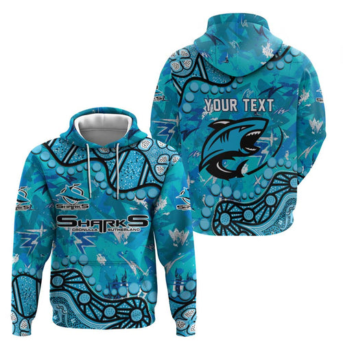 Personalized Cronulla-Sutherland Sharks Hoodie Aboriginal Pattern with Graffiti Style Design