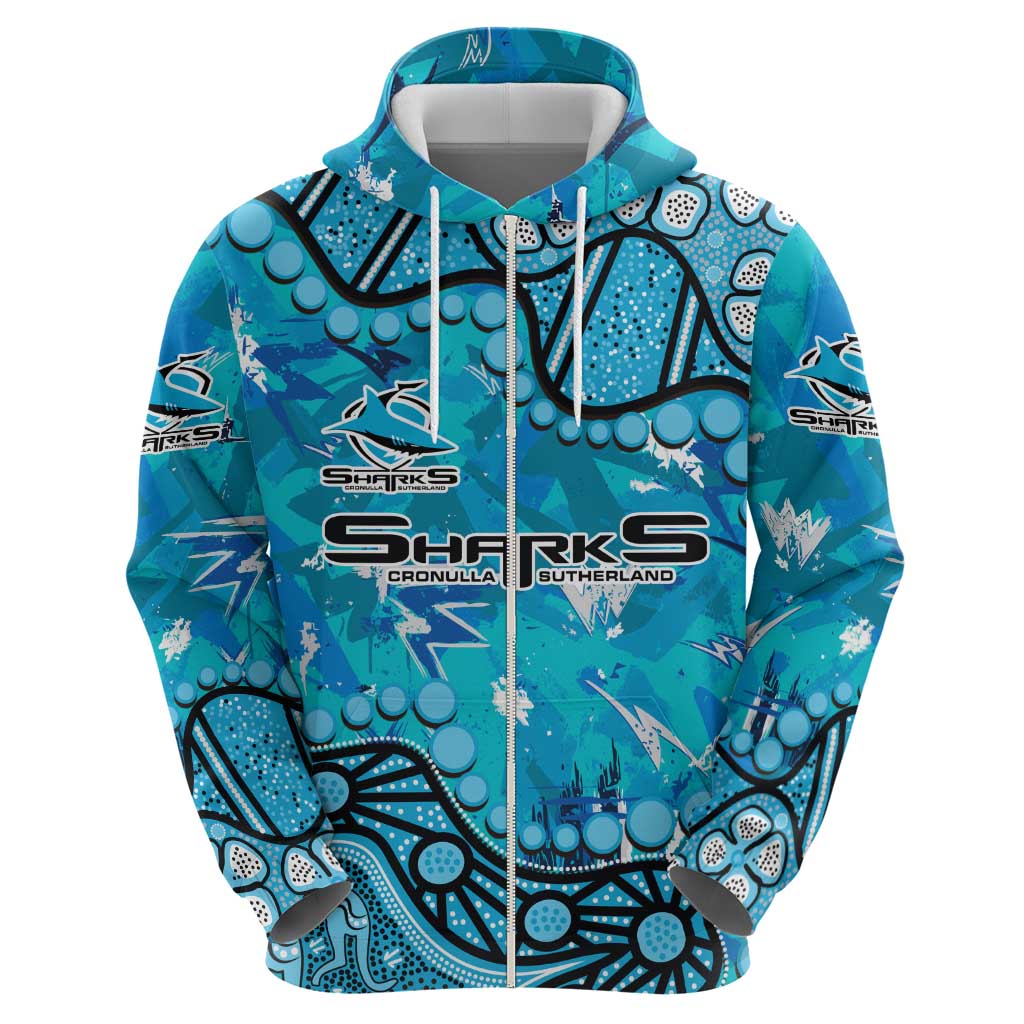 Personalized Cronulla-Sutherland Sharks Hoodie Aboriginal Pattern with Graffiti Style Design