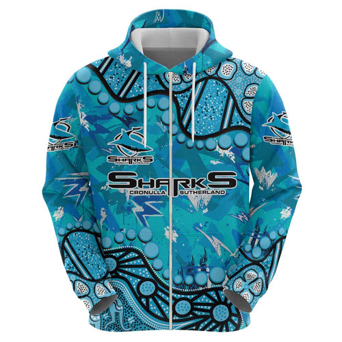 Personalized Cronulla-Sutherland Sharks Hoodie Aboriginal Pattern with Graffiti Style Design