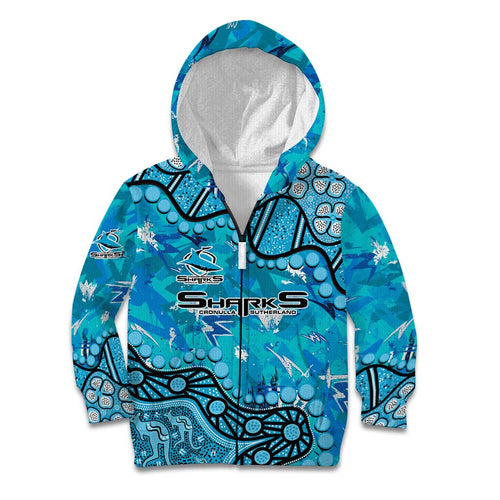 Personalized Cronulla-Sutherland Sharks Kid Hoodie Aboriginal Pattern with Graffiti Style Design