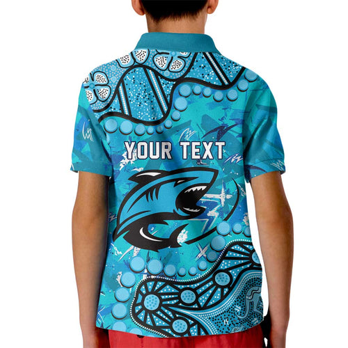 Personalized Cronulla-Sutherland Sharks Kid Polo Shirt Aboriginal Pattern with Graffiti Style Design