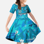 Personalized Cronulla-Sutherland Sharks Kid Short Sleeve Dress Aboriginal Pattern with Graffiti Style Design