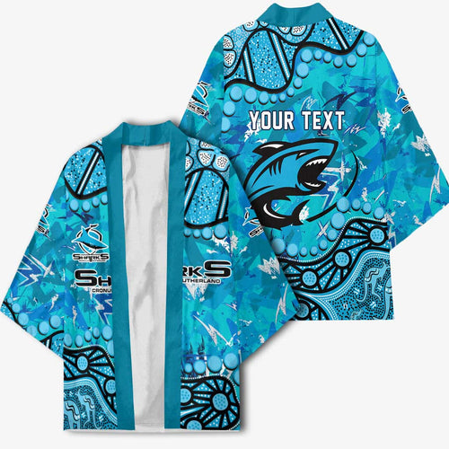 Personalized Cronulla-Sutherland Sharks Kimono Aboriginal Pattern with Graffiti Style Design
