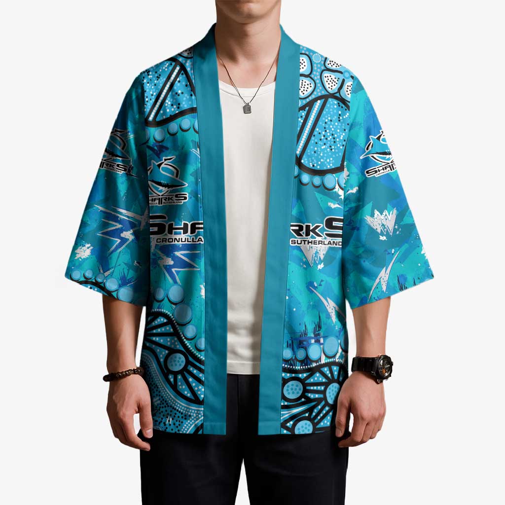 Personalized Cronulla-Sutherland Sharks Kimono Aboriginal Pattern with Graffiti Style Design