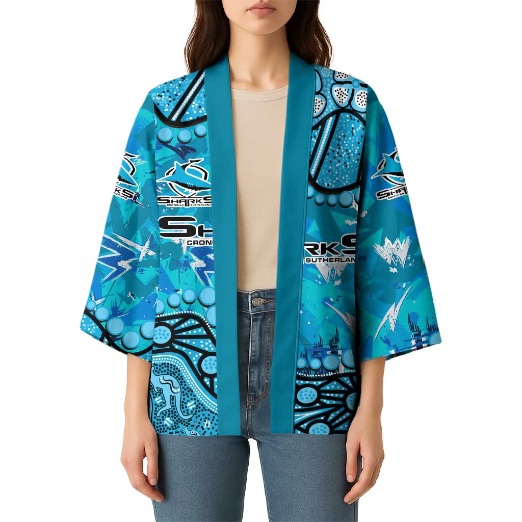 Personalized Cronulla-Sutherland Sharks Kimono Aboriginal Pattern with Graffiti Style Design