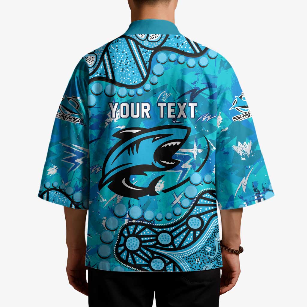 Personalized Cronulla-Sutherland Sharks Kimono Aboriginal Pattern with Graffiti Style Design