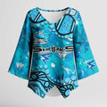 Personalized Cronulla-Sutherland Sharks Kimono Sleeve Blouse Aboriginal Pattern with Graffiti Style Design